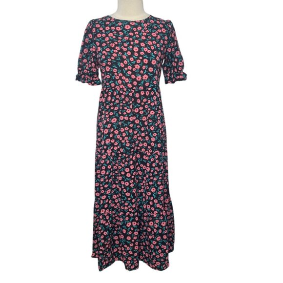 Naggoo Floral Maxi Dress Womens Small Black Pink New - Picture 1 of 10